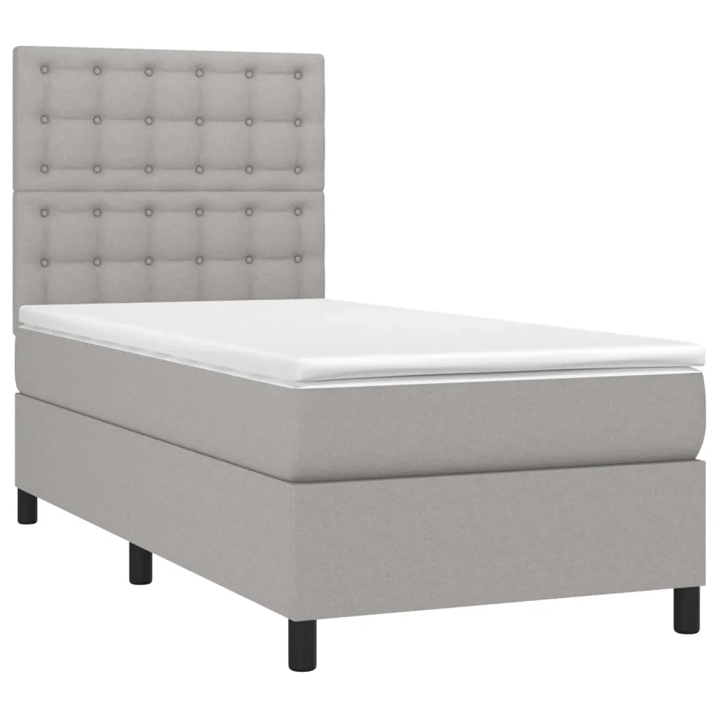 Giroletto a Molle con Materasso Grigio Chiaro100x200 cm Tessuto 3142073