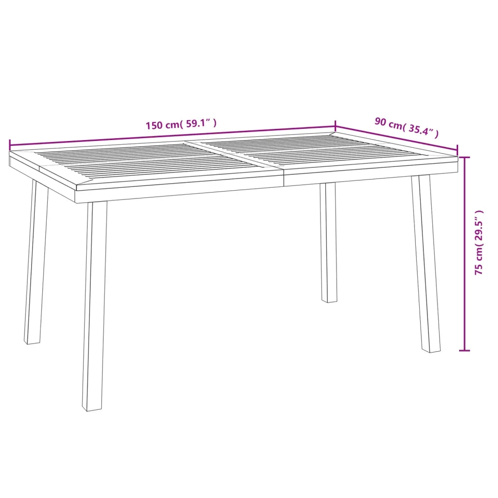 Set Pranzo da Giardino 7 pz Legno Massello di Acacia e Metallo