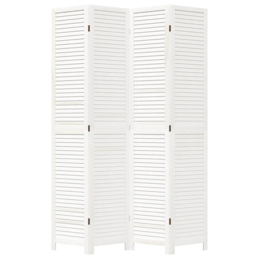 Divisorio Ambienti 4Pannelli Bianco Legno Massello di Paulownia 358836
