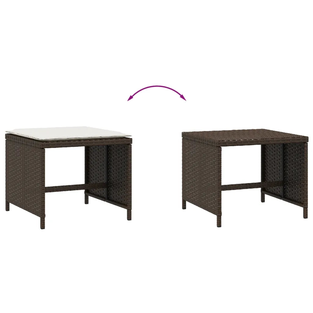 Sgabelli Giardino con Cuscini 4 pz Marroni 40x40x35cm Polyrattan CFW2270361