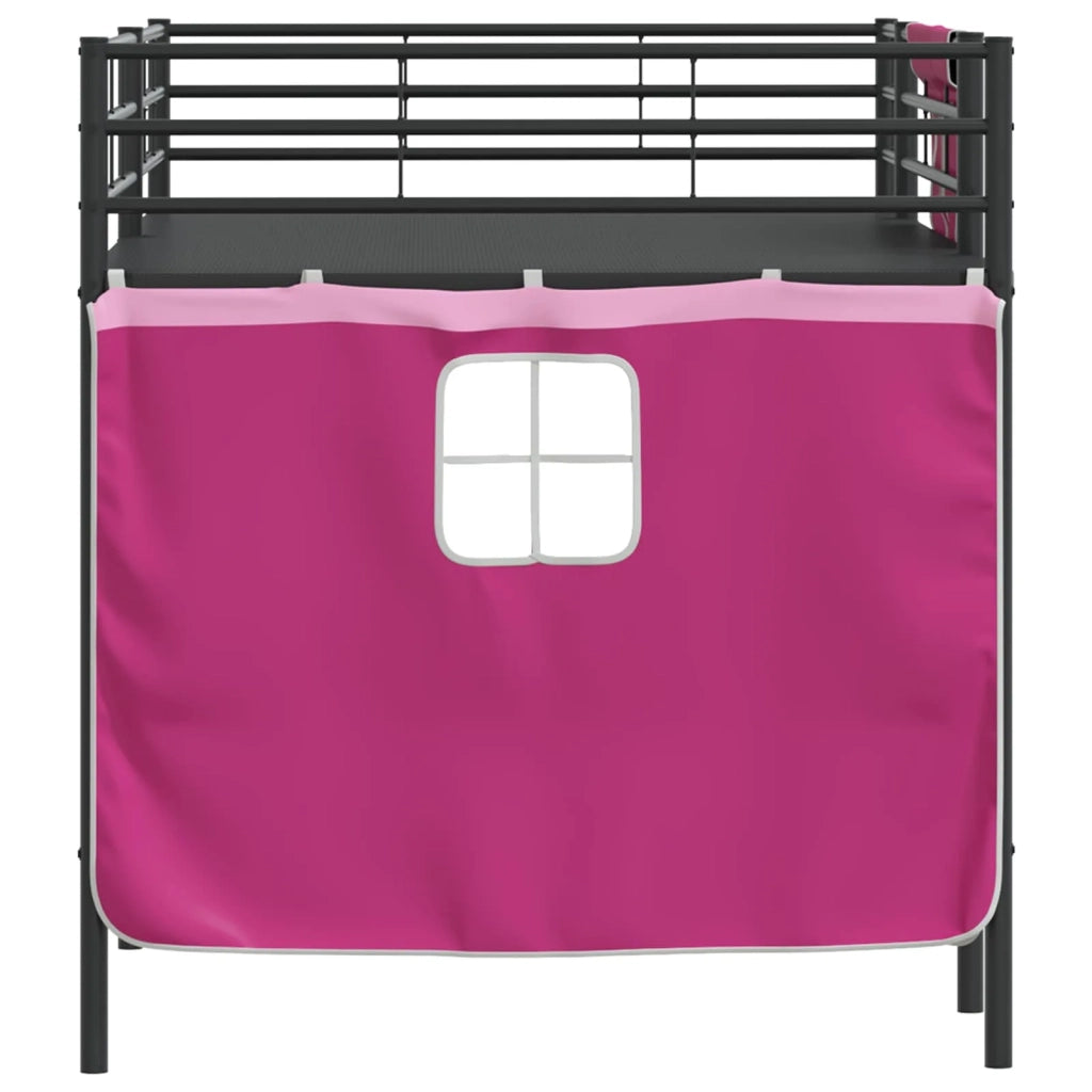 Struttura del Letto Loft per Bambini con Tendine Nero e rosa 42020804