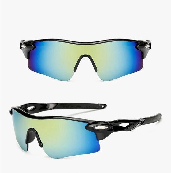 Sportzonnebrille polare per uomo, donna e giovane, adatta per baseball, ciclismo, corsa, guida in auto, pesca, golf e motociclismo - Occhiali da sole con protezione UV400 nero e blu