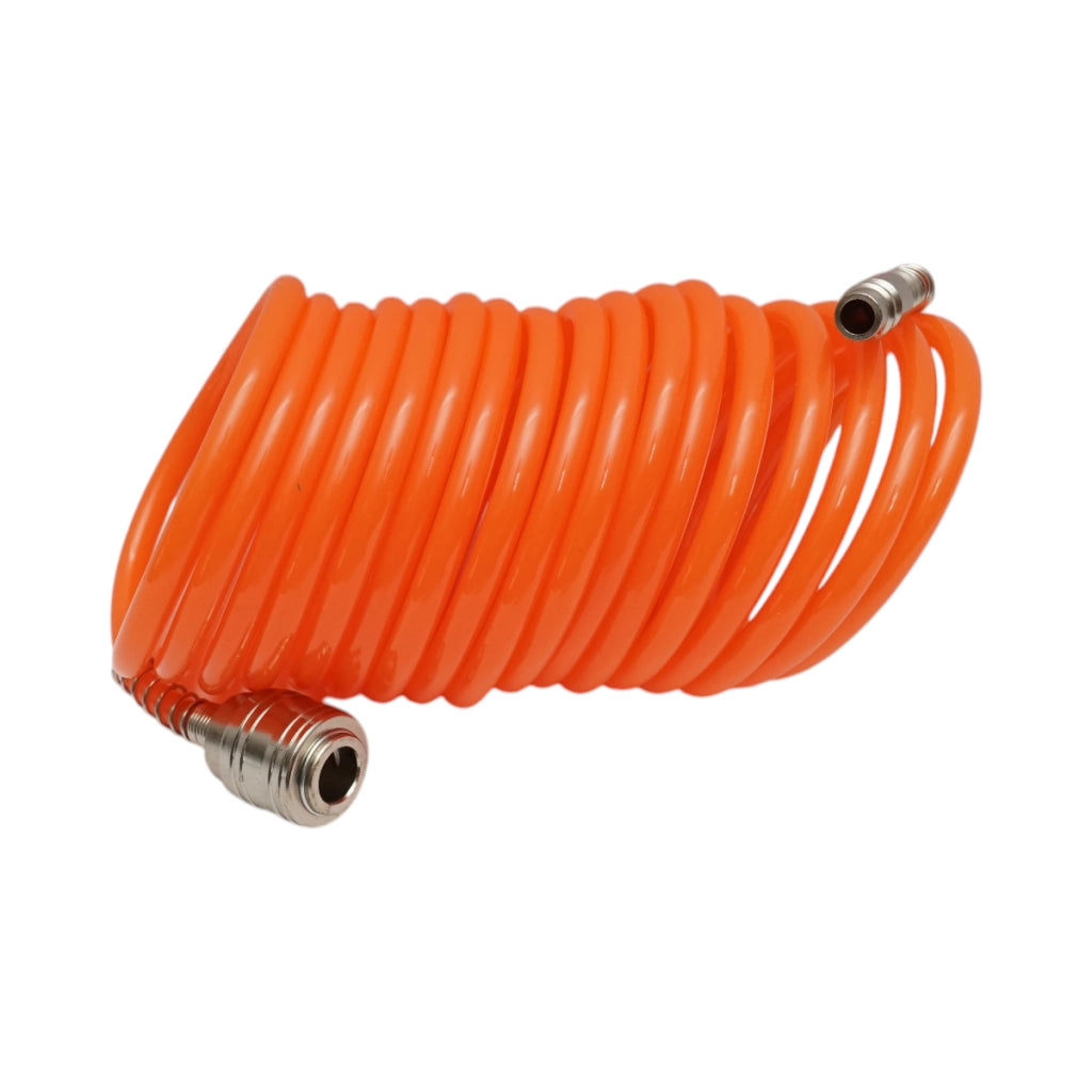 Set di 5 pezzi ad aria compressa con tubo a spirale da 5 m, ideale per lavaggio, verniciatura, gonfiaggio e soffiaggio. Breckner Germany