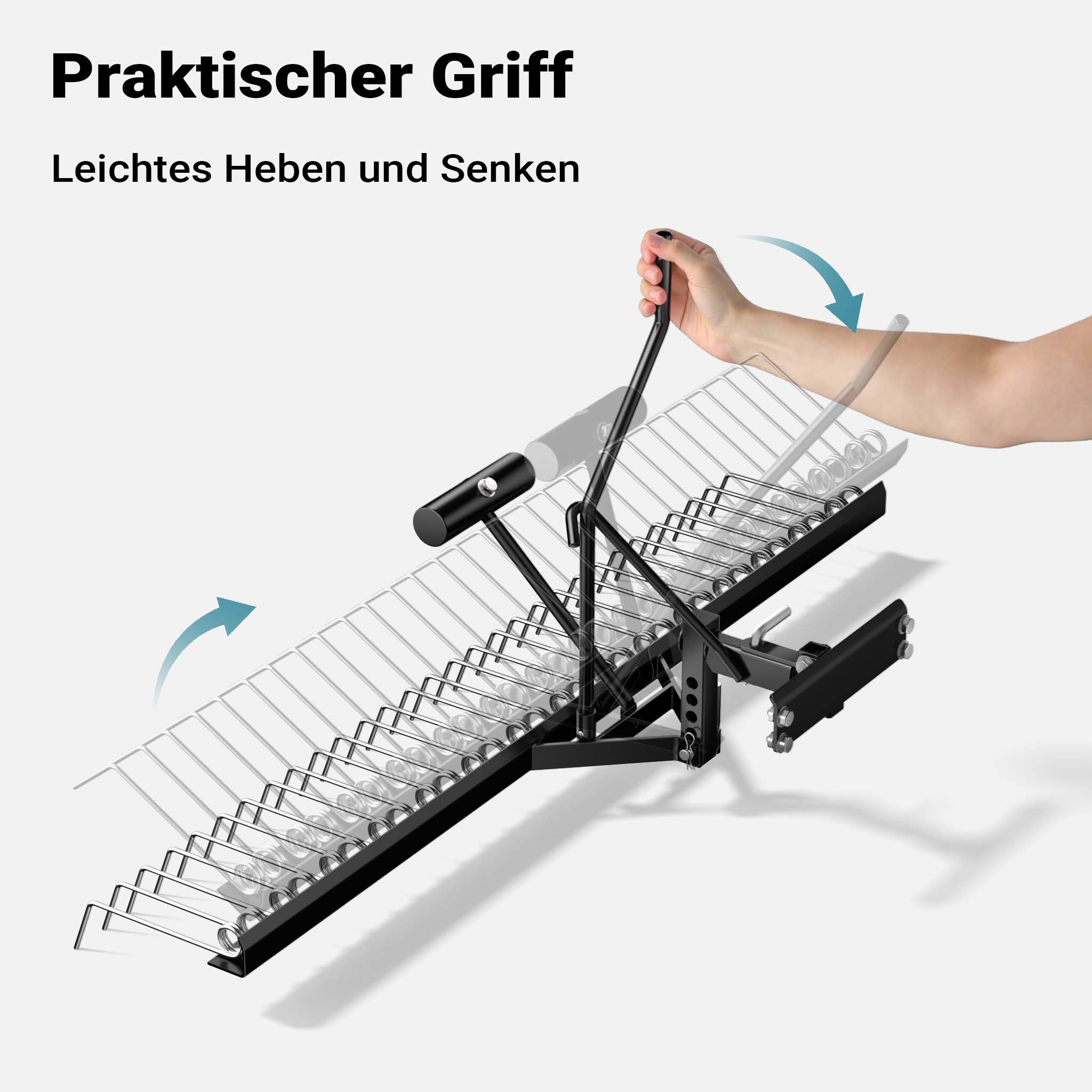 Scarificatore a molle per trattorini tosaerba, larghezza di lavoro 120 cm, per arieggiatura prato