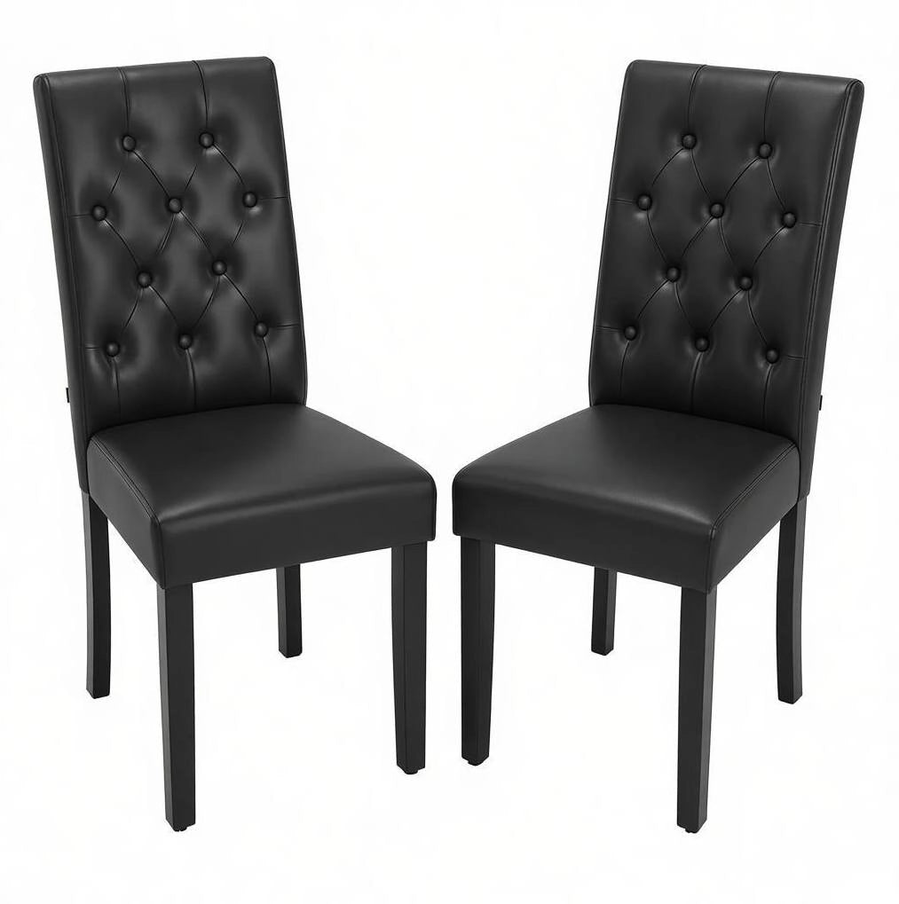 Sedia da pranzo nera 49 x 99 x 42 cm in similpelle e legno, set da 2