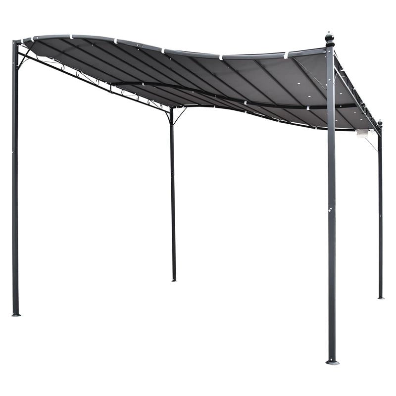 GAZEBO DA ESTERNO PERGOLA 297X297 CM IDEALE PER GIARDINO E TERRAZZO CON TENDA GRIGIA