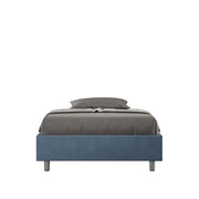 BS COM Letto una piazza e mezza contenitore imbottito 130x210 microfibra blu