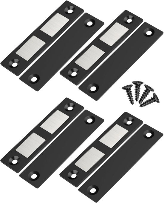 Magneetti adesivi super spessi per porte di armadio - Chiavi magnetiche forti per mobili, nero (4 pezzi)