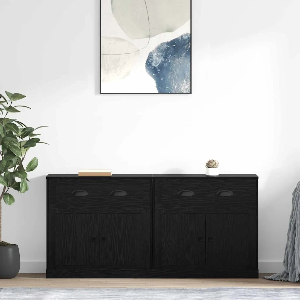 Credenza | Sideboards con cassetto 2 pcs Rovere Nero 70 x 35,5 x 67,5 cm
