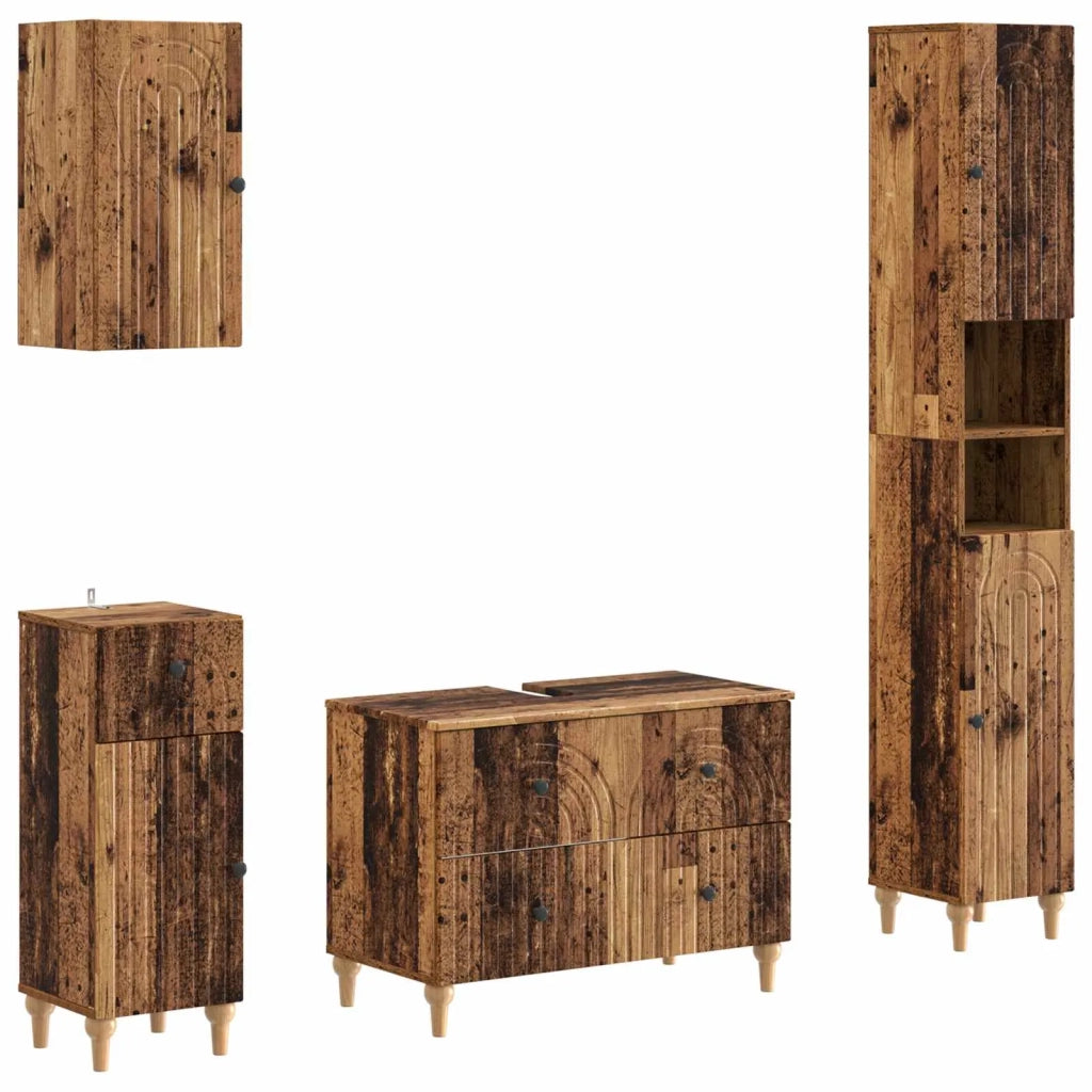 Set di Mobili da Bagno da 4 Pezzi ALKMAAR Legno antico 3417916