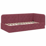 Letto singolo | Letto per adulti | Cornice del letto ad angolo Rosso Vino 90 x 190 cm Tessuto