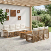 Set Divano da Giardino 8 pz Naturale e Bianco Crema polyrattan 3437954