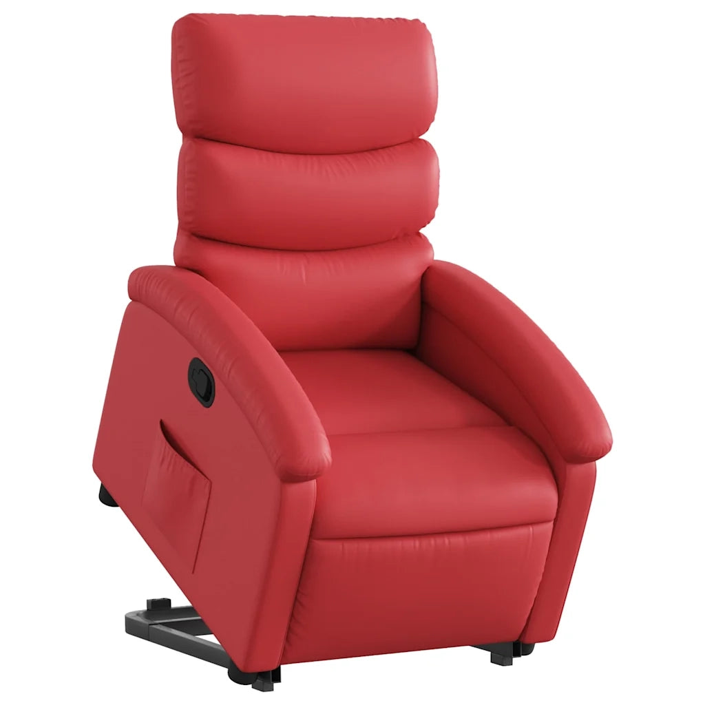 Poltrona Alzapersona Reclinabile Rosso in Similpelle