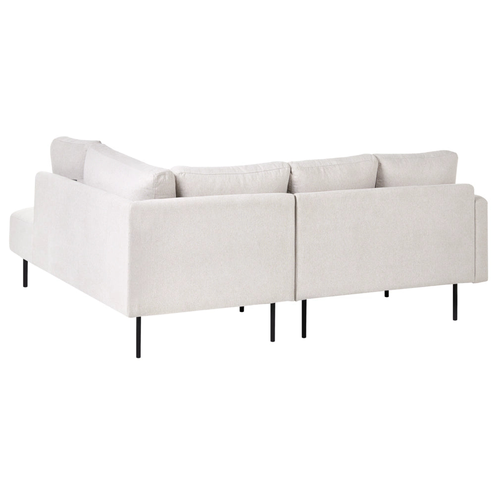 Divano angolare sinistro in poliestere beige Divano a 4 posti imbottito con gambe in metallo, tessuto e schienale imbottito, moderno e minimalista