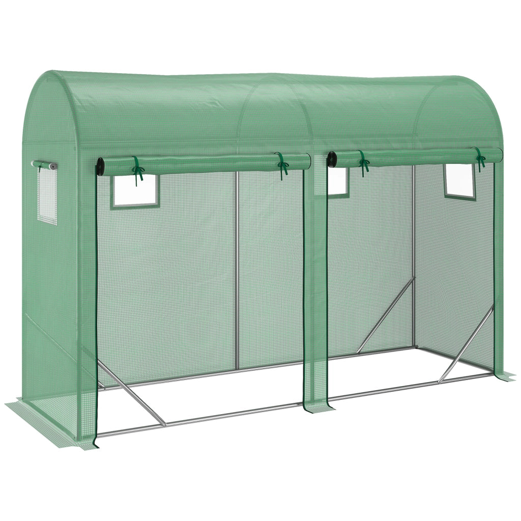 EasyComfort Serra Tunnel da Giardino per Piante e Orto, Serra da Balcone con 2 Porte Avvolgibili e 4 Finestre, Copertura in PE Struttura in Acciaio, 3x1x2m