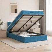 Letto ottomano con materasso Blu Scuro 120 x 190 cm Velluto 3456619