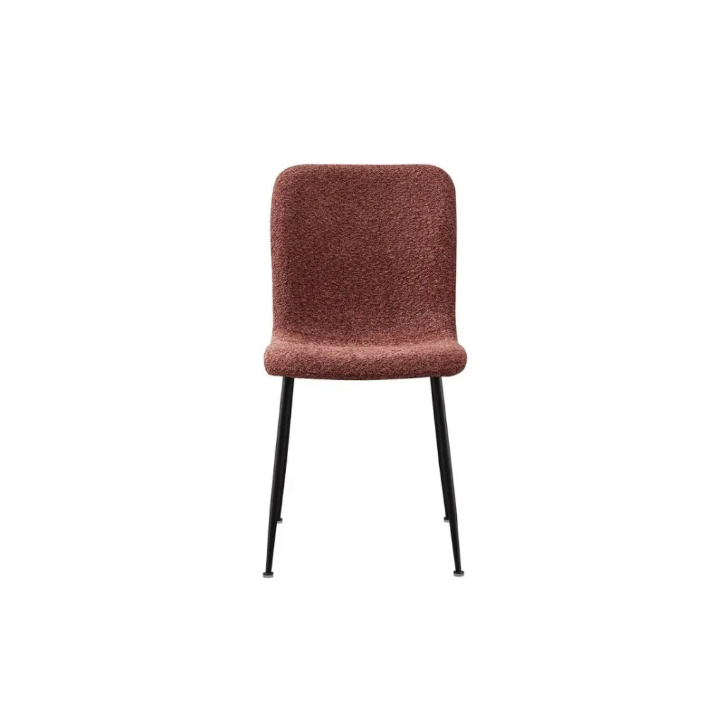 Sedia ALICE – Tessuto bouclé rosa e gambe in metallo nero – Comfort moderno e stile trendy