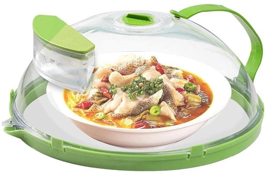 Porta cibo con protezione da schizzi, copertura magnetron con maniglia, deumidificatore, disegno a cappuccio, per il riscaldamento del cibo