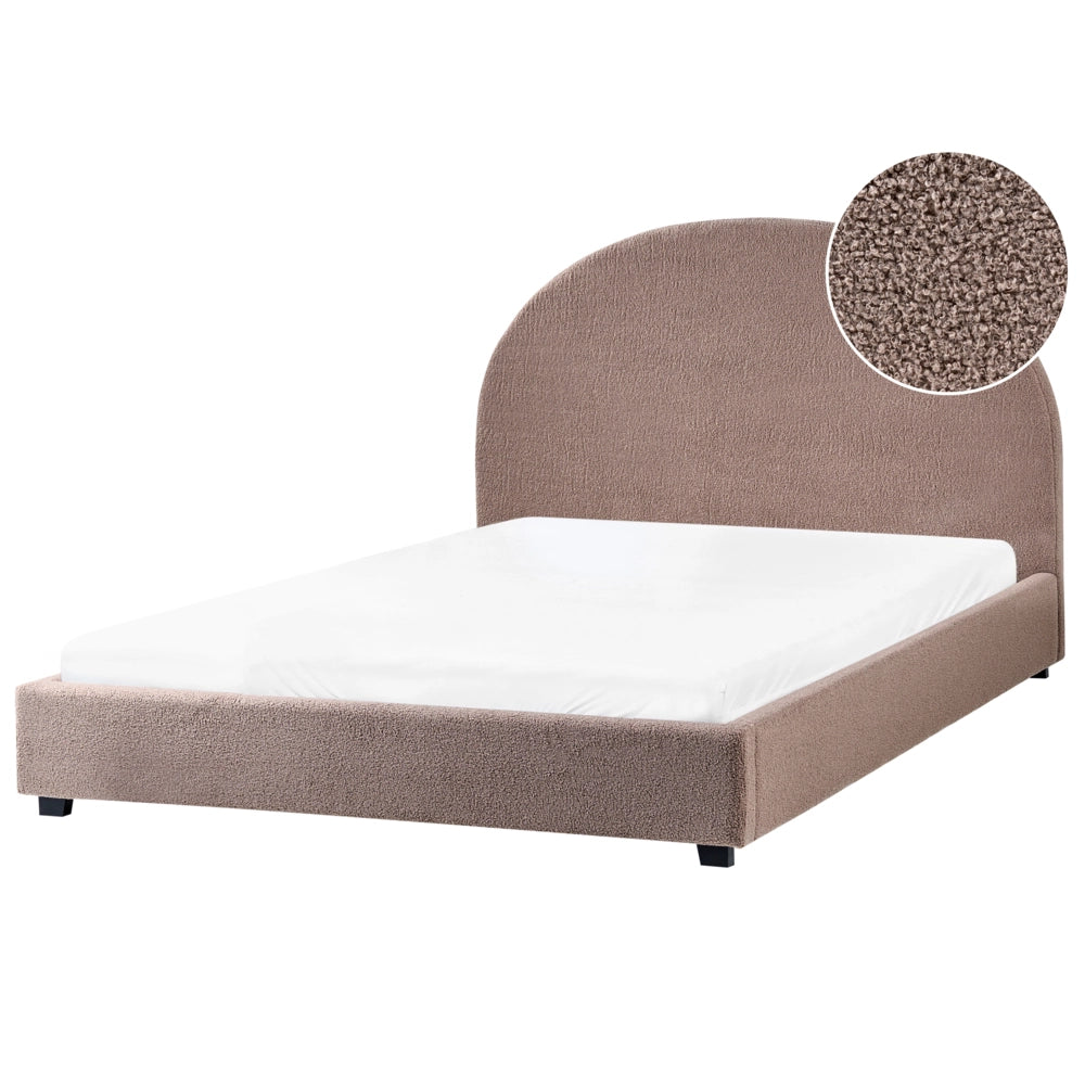 Letto con rete design minimalista retrò bouclé tortora 140 x 200 cm