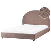 Letto con rete design minimalista retrò bouclé tortora 140 x 200 cm