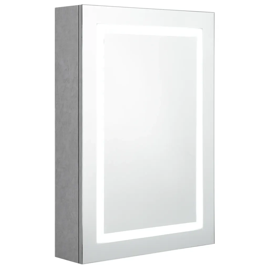 Armadietto Bagno con Specchio e LED Grigio Cemento 50x13x70 cmcod mxl 112673