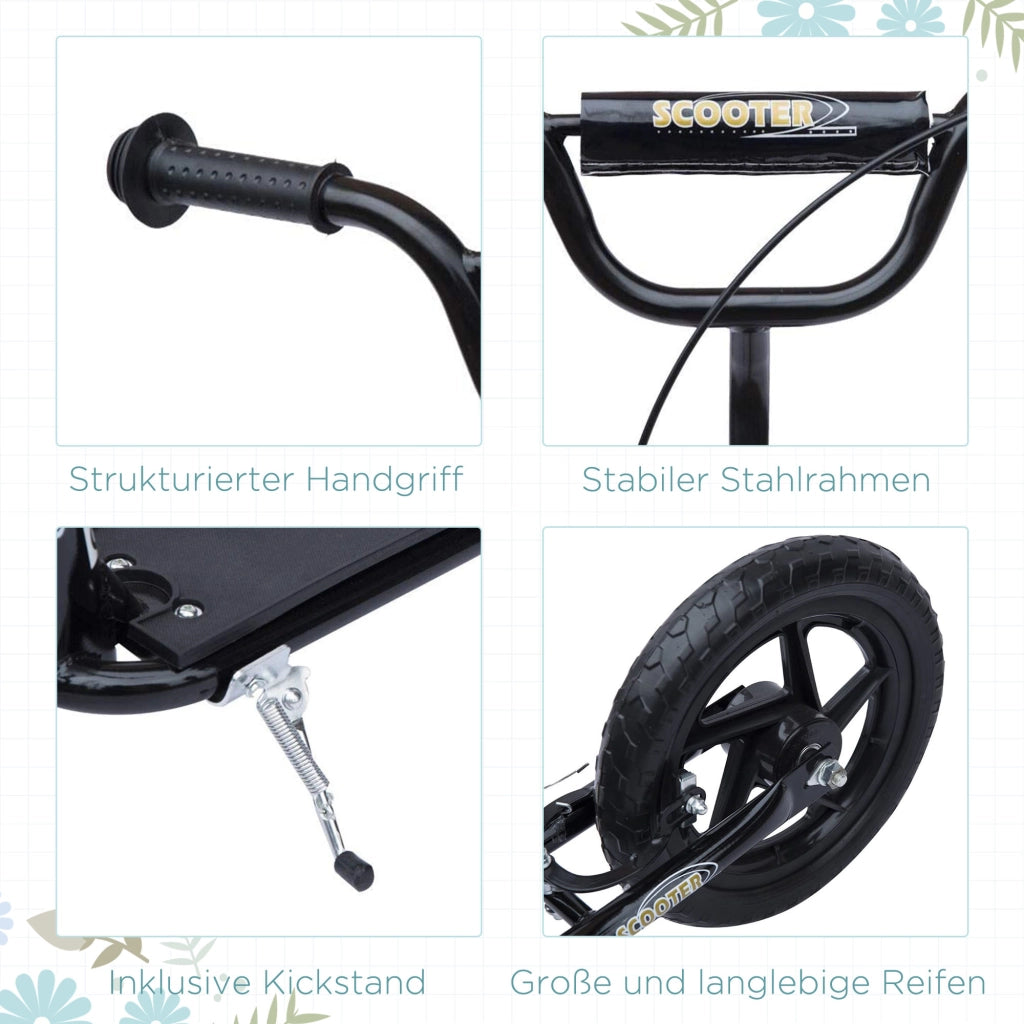 Scooter per Bambini con Freni e Ruote Grandi ¨C zephmum ¨C Nero 12 Pollici