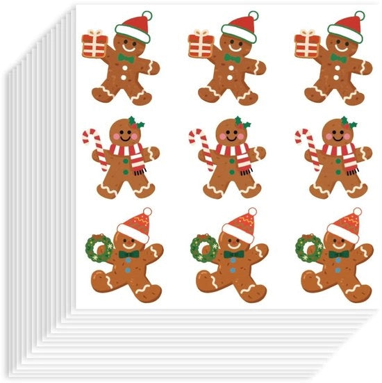 Sticker per peperkoekmannen 180 pezzi - 20 fogli - scrapbooking - biglietti omaggio - decorazione natalizia - disegno unico - sticker natalizi