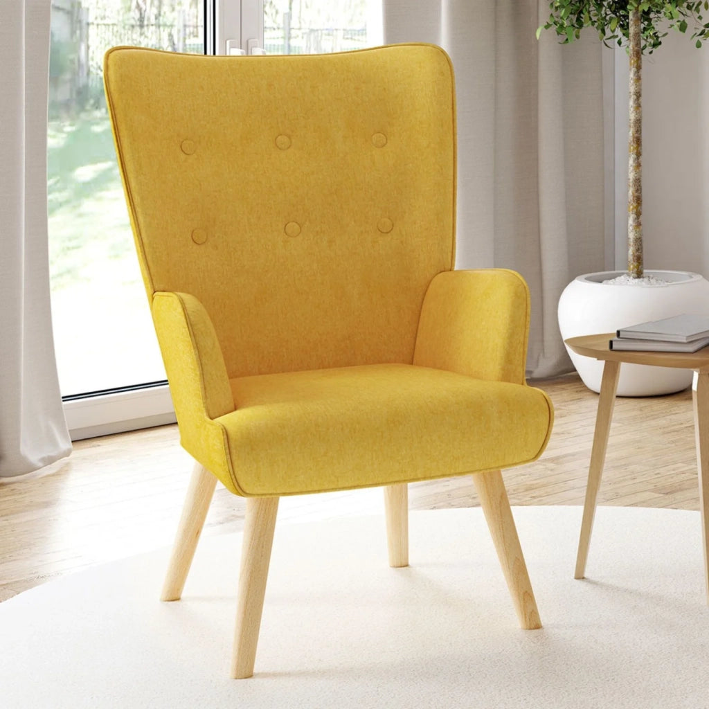IDMarket - Poltrona scandinava IVAR in tessuto giallo