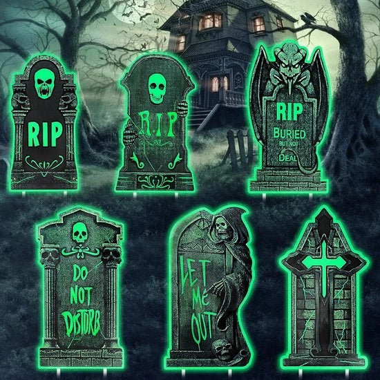 Decorazioni per Halloween Opacche - 6 Pezzi - Esterno/Interno - Materiale PP-Hol Cartone - Facile da Montare - Atmosfera Spettrale