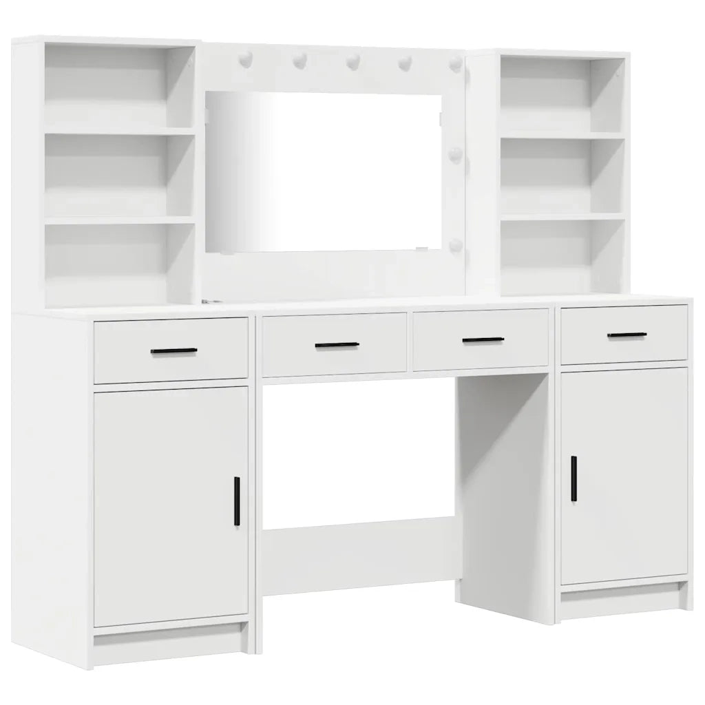 Set da tavolo da trucco con LED 3 pcs Bianco Legno multistrato 3334281