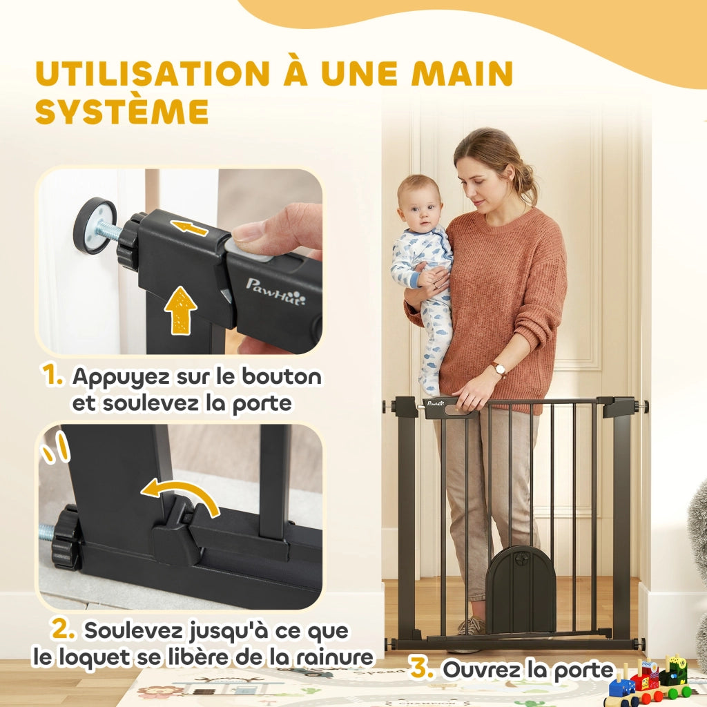 Barriera di sicurezza per animali con porta e chiusura automatica ¨C Zephmum ¨C Sistema doppia chiusura, acciaio nero