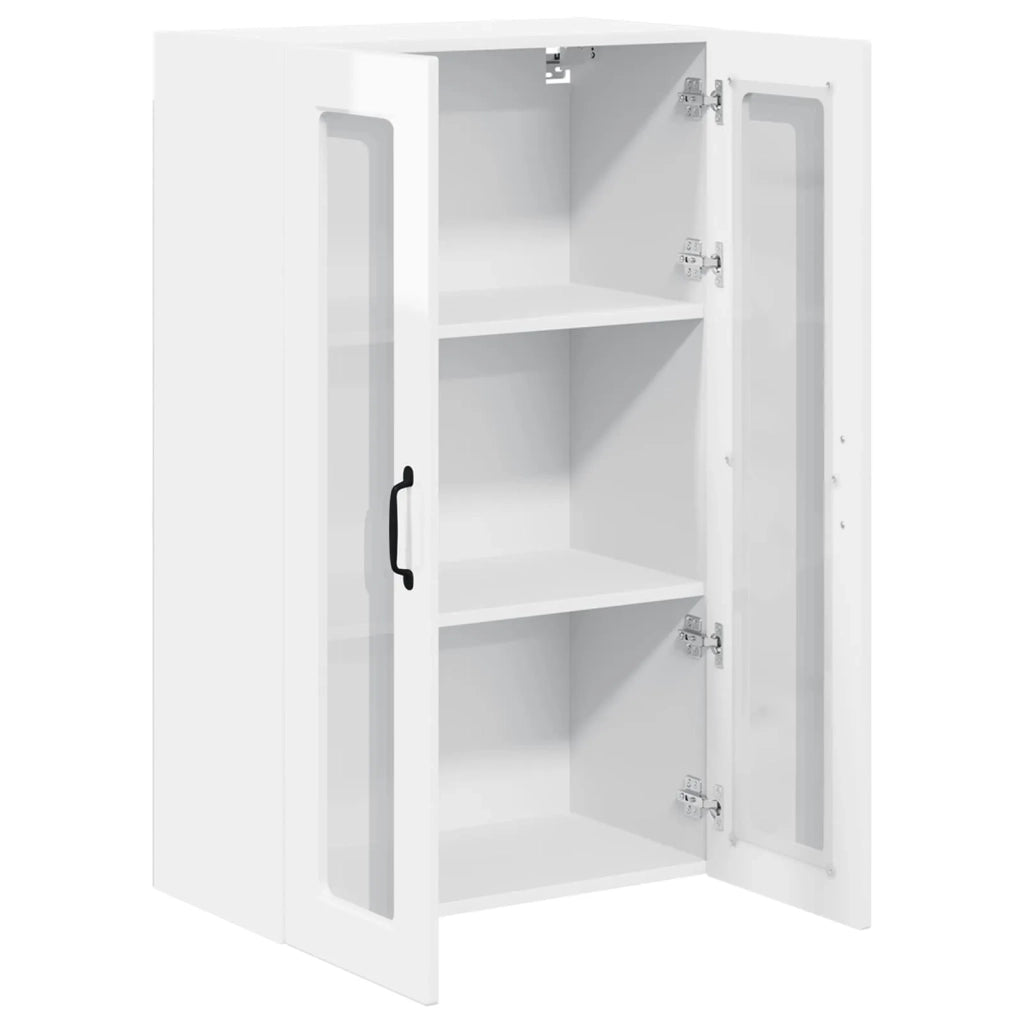 Pensile da cucina | Mobile in vetro da parete PORTO Bianco Lucido 60 x 31 x 100 cm