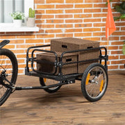 CARRELLO BICI DA 70L CON 2 RUOTE DA 16", 2 CATARIFRANGENTI E BANDIERINA, IN ACCIAIO E PE, 125X64X53.5 CM, NERO