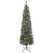 Albero di Natale 210 cm con Luci LED 8 Modi ¨C zephmum ¨C Verde con Ramaglie Argentate e Pigne