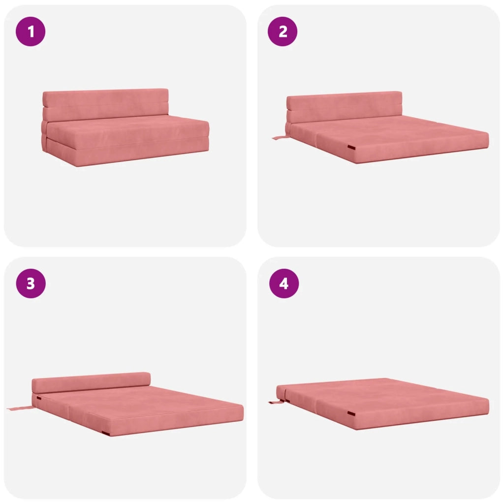 Divano Letto Pieghevole Rosa 152 x 86,5 x 60 cm Tessuto 900129