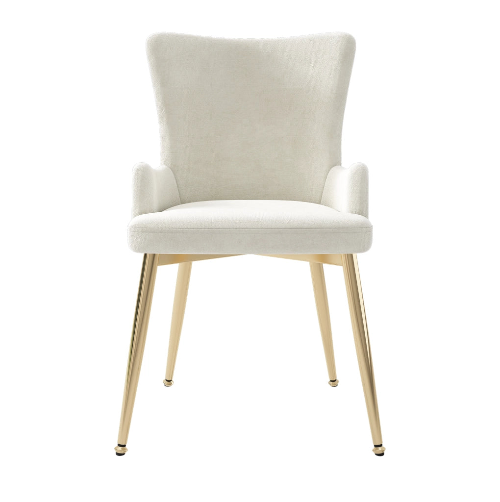 Set di 4 sedie in velluto beige con gambe in metallo e montaggio facile