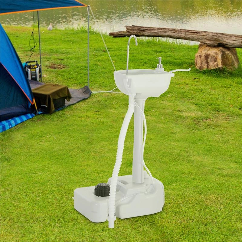 LAVABO PORTATILE DA CAMPEGGIO CON 2 RUOTE SERBATOIO ACQUA 17 L E SAPONE 3.5 L
