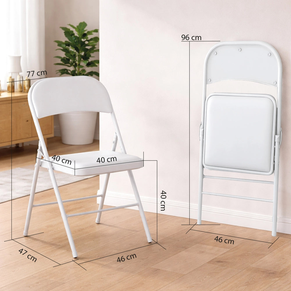 Set 4 Sedie Bianche in Metallo e Seduta in Ecopelle Imbottita Sedia Ergonomica