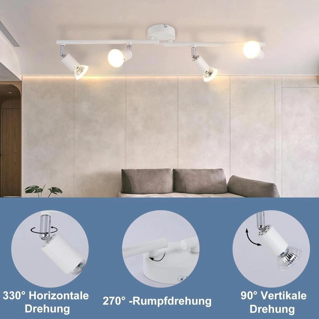 ZMH Faretto da soffitto bianchi orientabili 330° moderni GU10 per camera letto soggiorno interno
