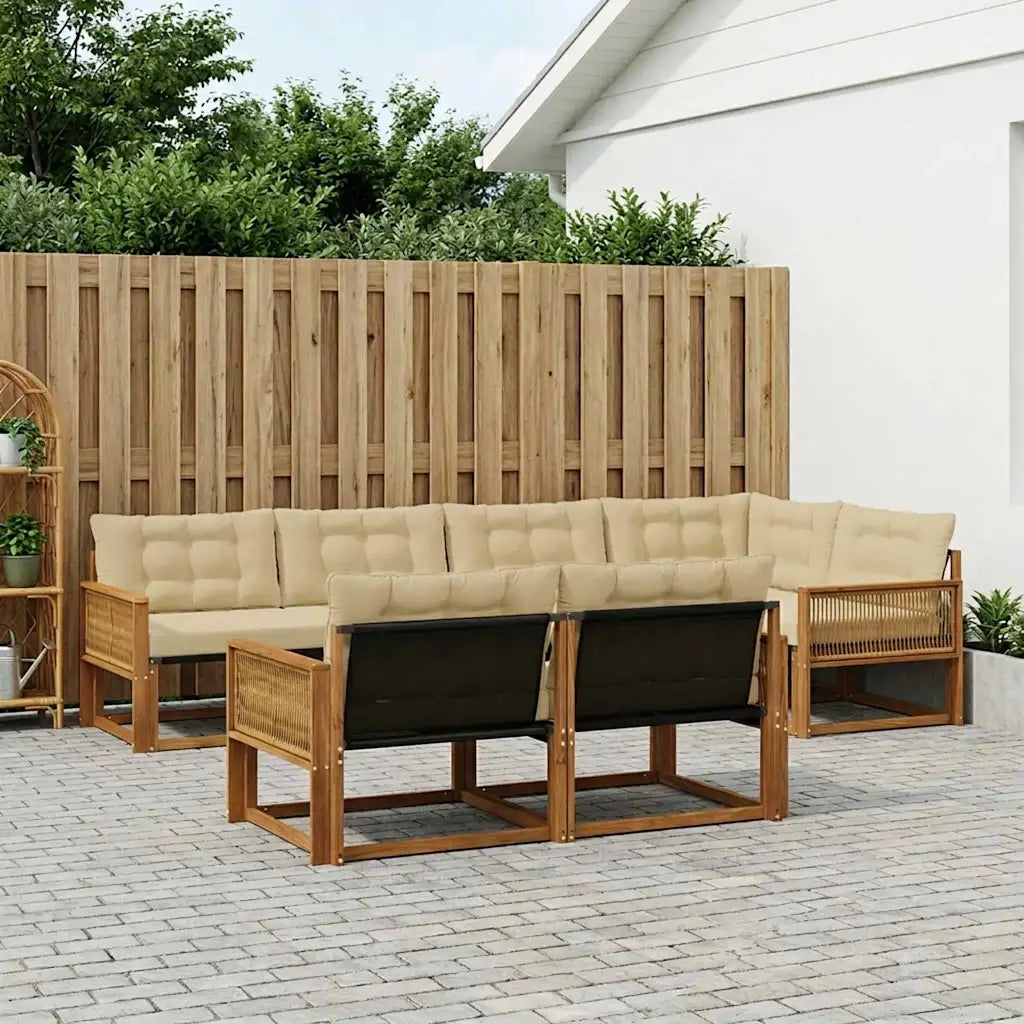 Set di divani da esterno con cuscino 7 pcs Naturale e Beige