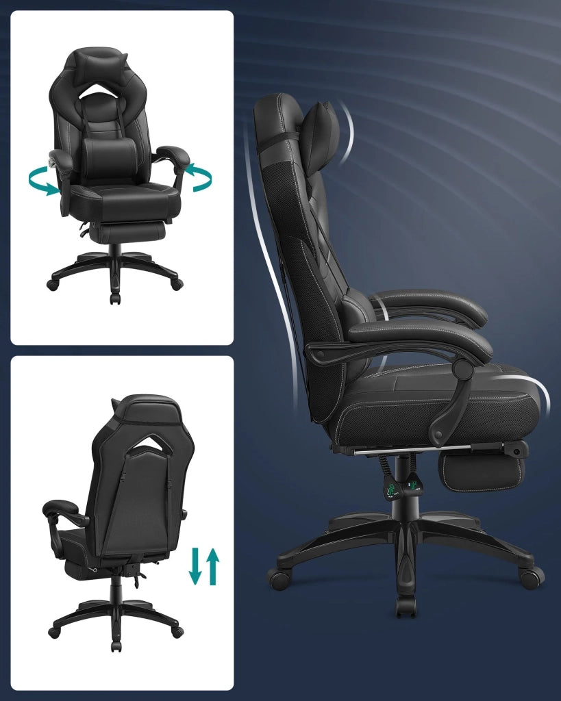 Sedia da gioco ergonomica nera altezza regolabile portata 150 kg 12_0005898
