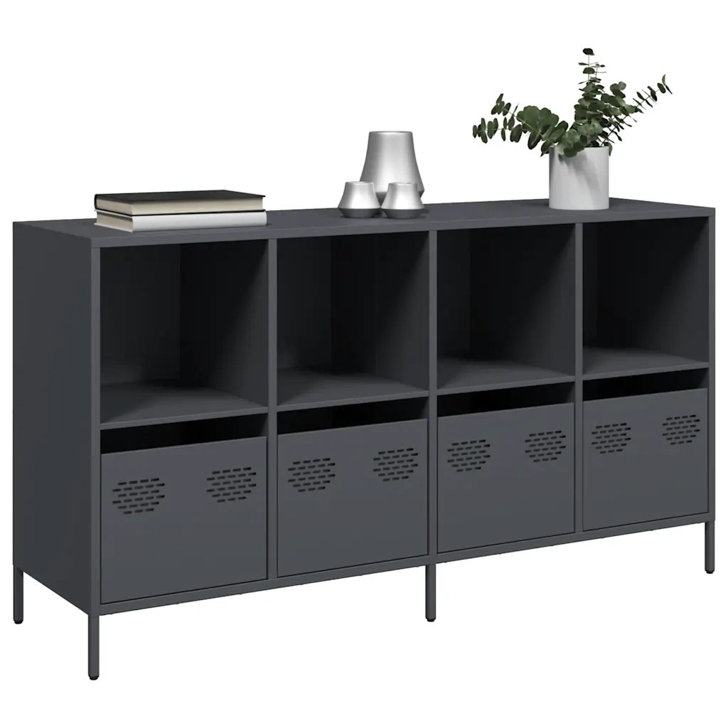 Credenza Antracite 135x39x73,5 cm in Acciaio Laminato a Freddo