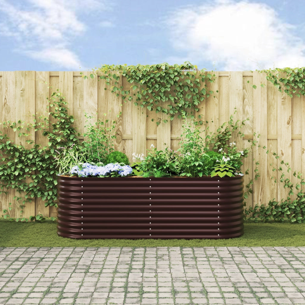 Letto da Giardino Rialzato  Marrone 240x80x81 cm in Acciaio Zincato