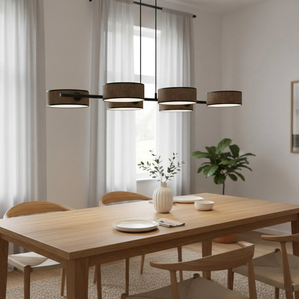 Lampada a sospensione DRUMZ con paralumi cilindrici marroni