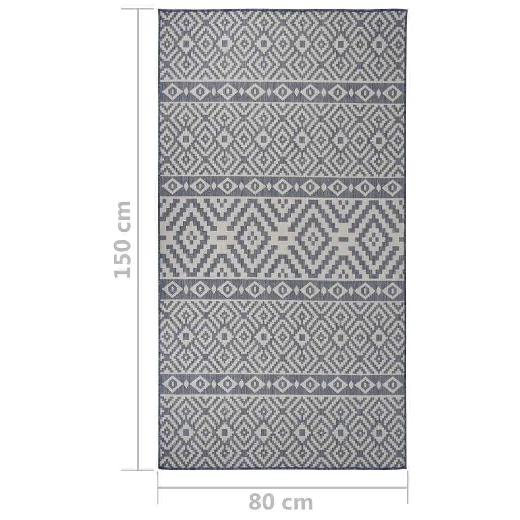 Tappeto da Esterni a Tessitura Piatta 80x150 cm Strisce Blu 340834