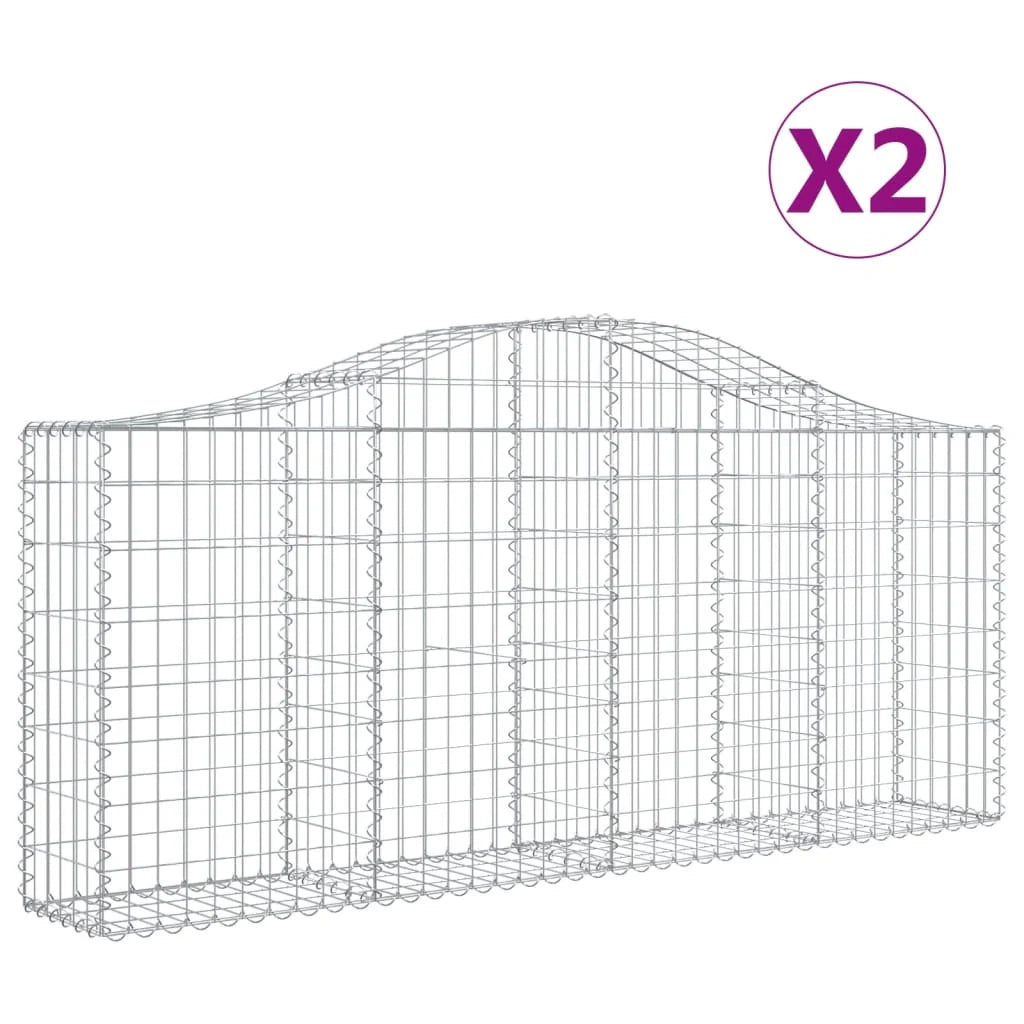 Set di 2 gabbioni ad arco per recinzione gabbia o muro di contenimento 200 x 30 x 80/100 cm ferro zincato argento 02_0041343