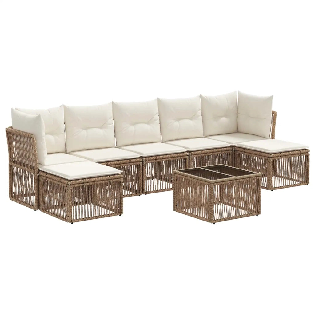 Set Divano da Giardino 8 pcs Beige polyrattan