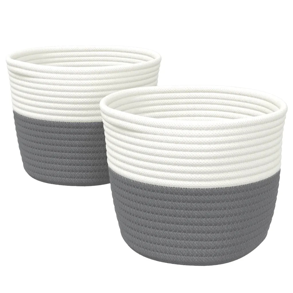 Cestini Portaoggetti 2 pz Grigio e Bianco ?24x18 cm in Cotone CFW3009779