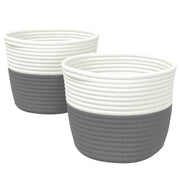 Cestini Portaoggetti 2 pz Grigio e Bianco ?24x18 cm in Cotone CFW3009779