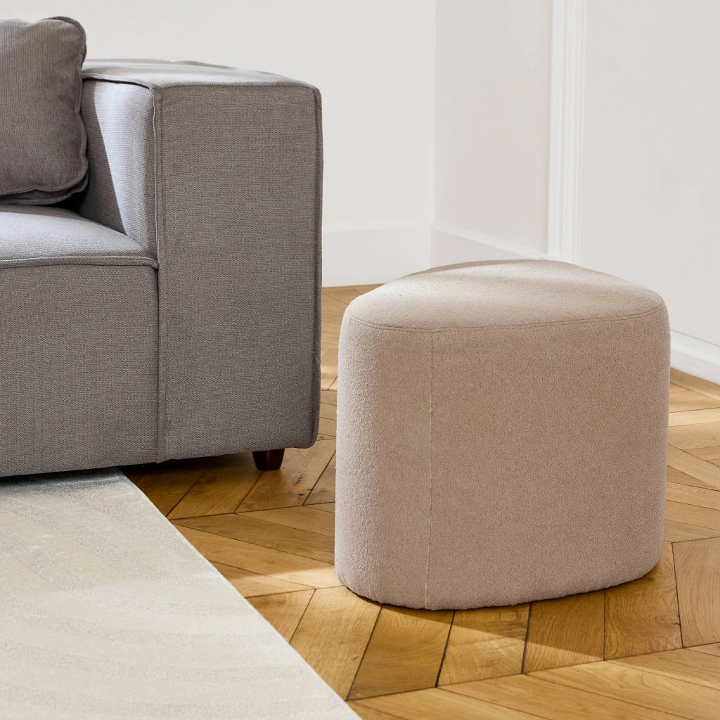 Pouf a forma di ciottolo in tessuto, beige grigio